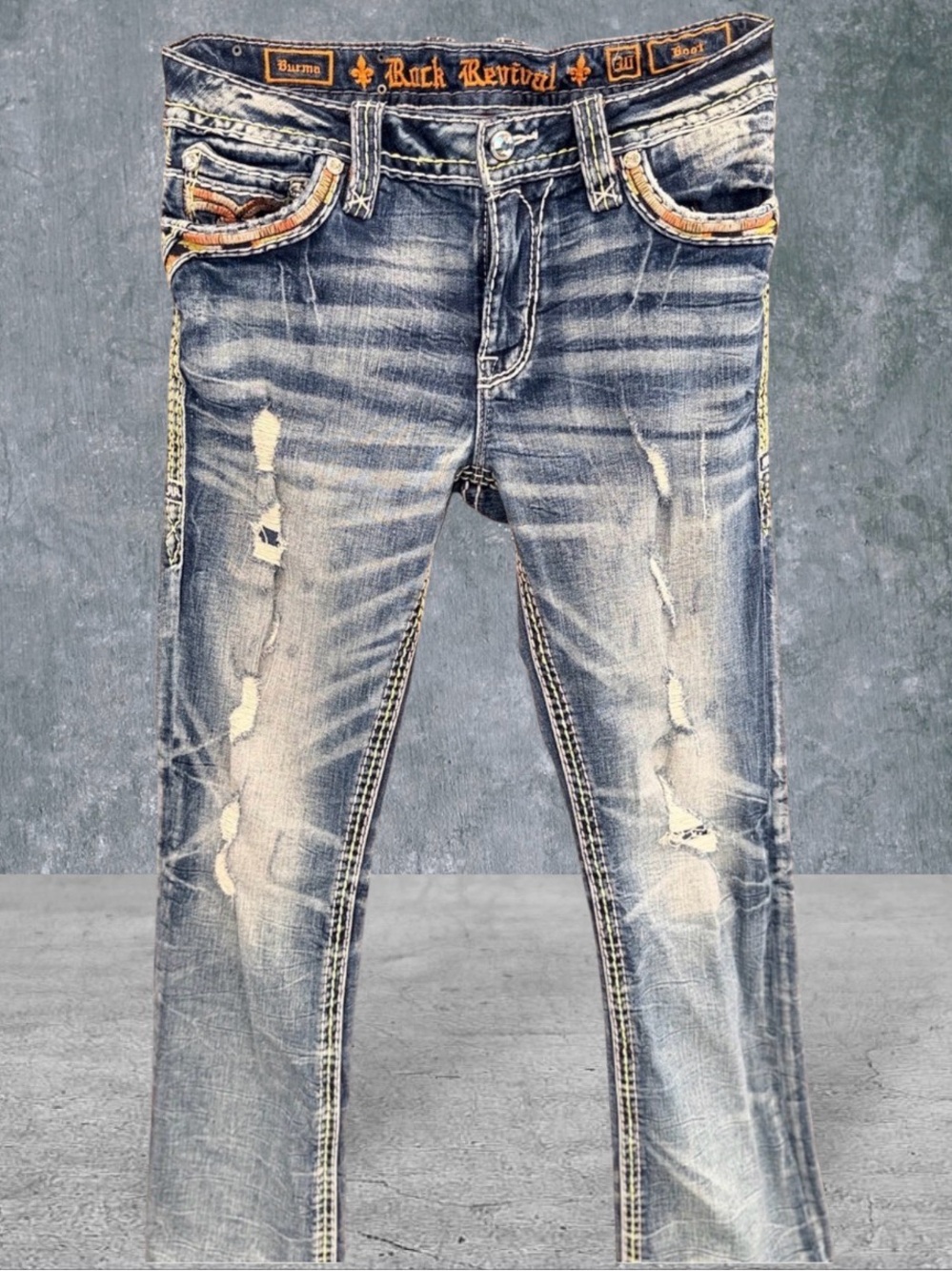 Rock Revival Burma Bootcut  Distressed Women’s Jeans  Size 30x31 Designed in USA